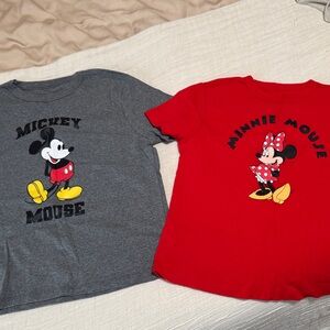 Mickey & Minnie Graphic Tee Set - Gray & Red